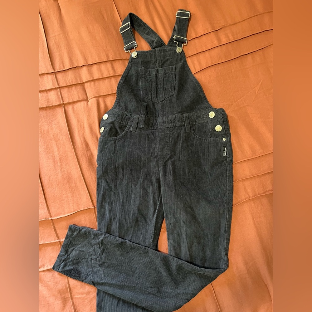 Girls Size 10 Black Silvers corduroy Overalls